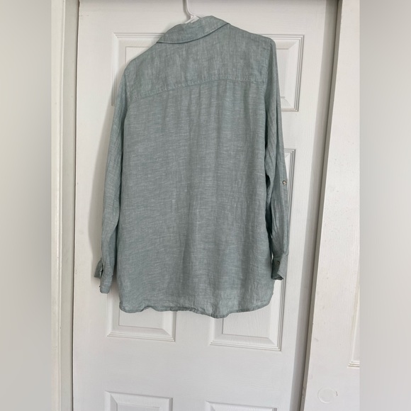 Sigrid Olsen Linen Button Down Top Size Medium Light Blue - Picture 12 of 14